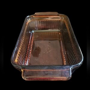 Vintage Ribbed Amber Fire King Anchor Hocking 1 Quart Bread Loaf Pan #1409